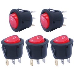 5 Piezas De Interruptor Basculante Redondo Iluminado A Presion Ac110 / 120 V…