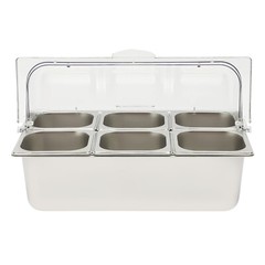 Party Fruit Seafood Buffet Tray Ice Food Serving Display Tray w/ Roll Top Cove