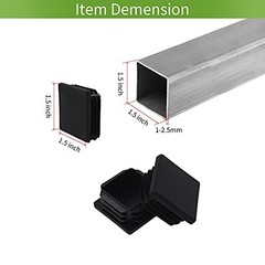 1.5 Inch Square Tube End Cap Plastic Plugs 12 Pack Square Tubing 1.5 x 1.5