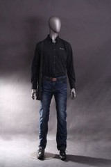 Male Adult Egg Head Fiberglass Metallic Gray Mannequin with Base