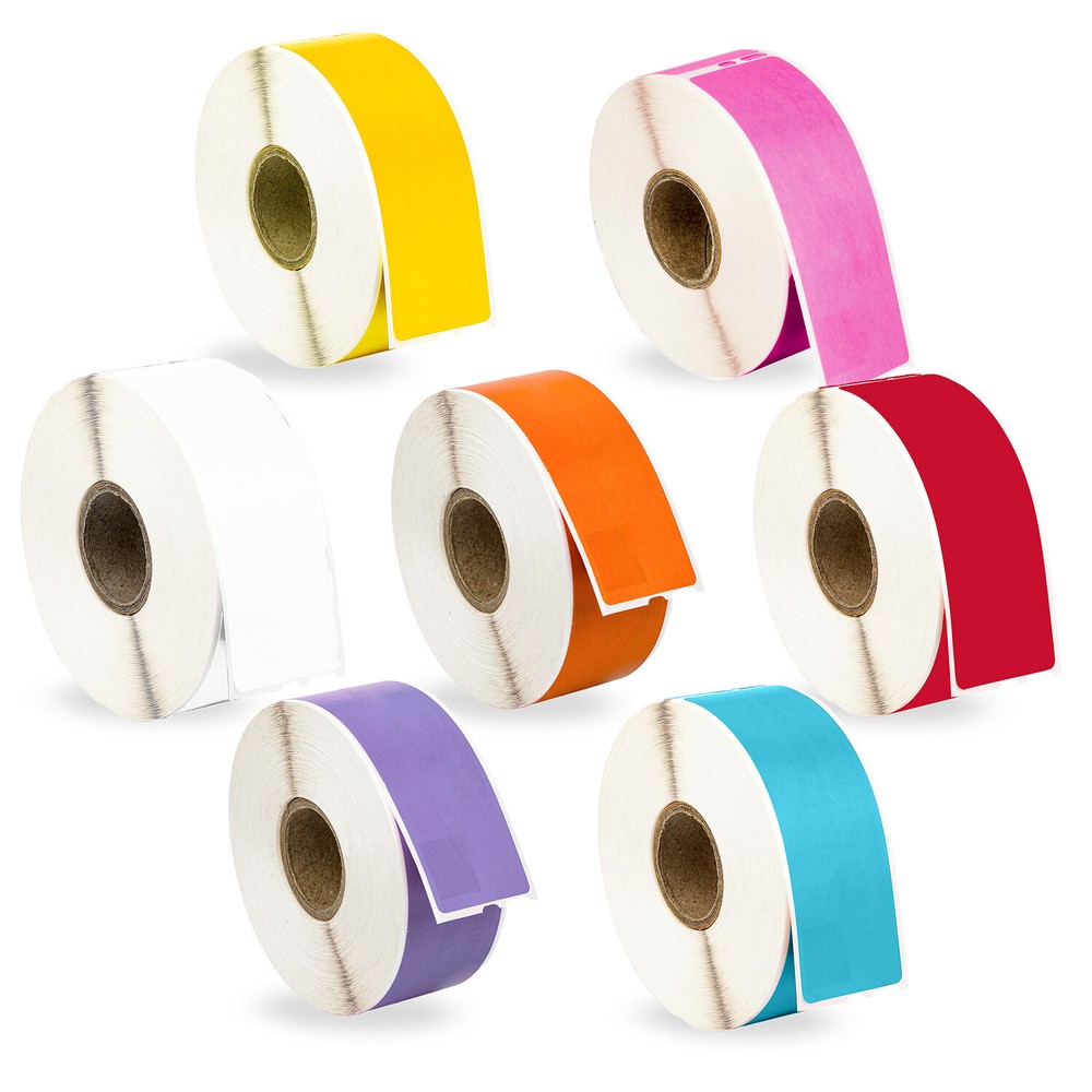 DYMO 30252 – 7 Rolls – 1 ea. YELLOW PINK WHITE ORANGE RED LAVENDER BLUE