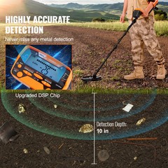LCD Display 10 Inch Metal Detector Gold Digger Hunter IP68 Waterproof