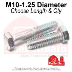 M10-1.25 Metric Class 10.9 Fine Hex Cap Screws Zinc Clear (Choose Length & Qty)