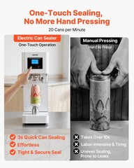 VEVOR Can Sealer Machine Automatic Commercial Soda Can Sealing Coffee Shop White