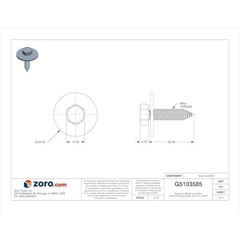 Zoro Select 5690Pk Class 9.8, M6 Structural Bolt, Black Phosphate Steel, 25 Mm