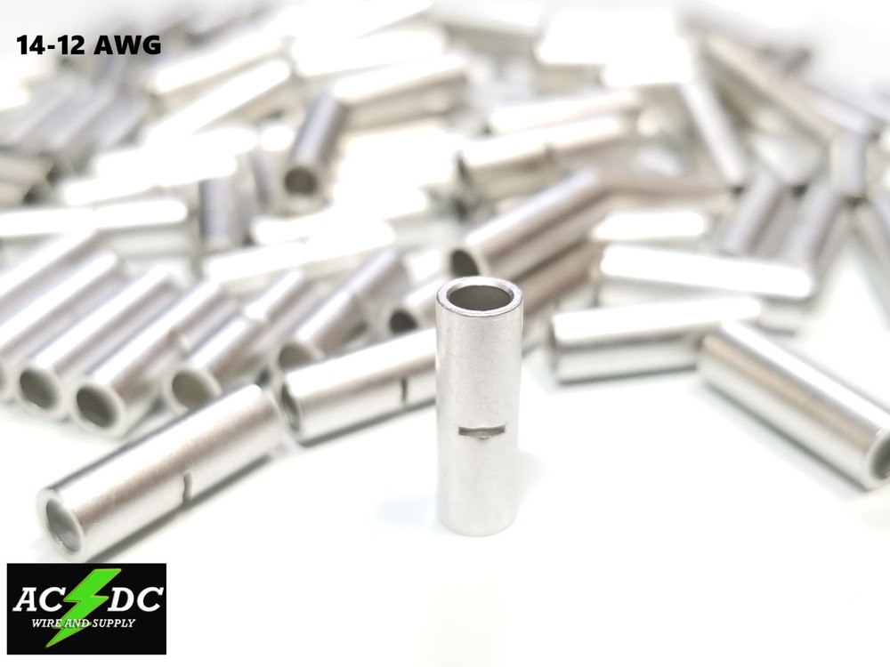 14-12 GAUGE 25 PK UNINSULATED NON INSULATED TINNED BUTT CONNECTOR TERMINAL WIRE