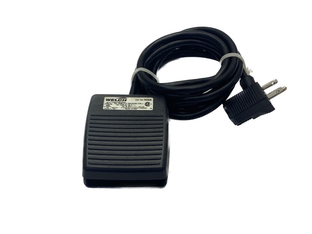 NEW Welch 12A 1/2HP @ 125V 1HP @ 250V 8’ Cord On/Off Foot Switch 1430A
