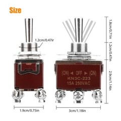 3X Heavy Duty DPDT ON/OFF/ON Toggle Switch 20A 125V/15A 250V Screw Terminals