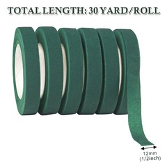 6 Roll Dark Green Floral Tape 1/2″ Flower Bouquet Stem Wrap Craft Wedding 30 Yd