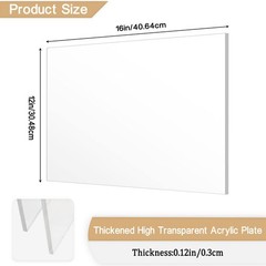 2 Pieces 1/8″ Thick (3mm) Acrylic Sheets, Plexiglass Sheets, Clear Cast Plexi…