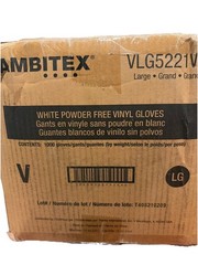 Ambitex VLG5221W Powder Free Vinyl Gloves Large 1 case 1000 gloves (10 Boxes)