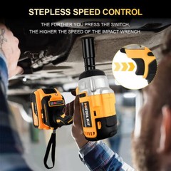 Cordless Electric Impact Wrench Gun 1/2” High Power Driver with Li-ion Battery