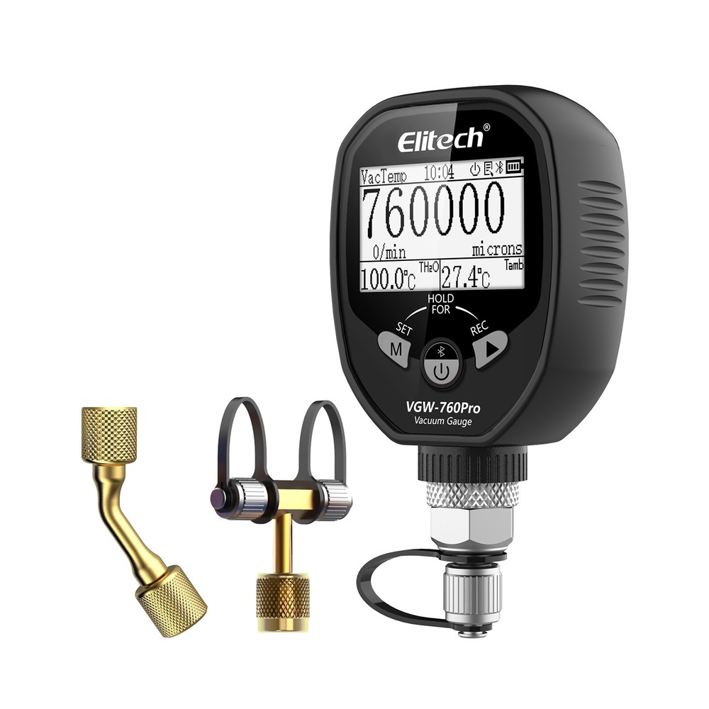 Elitech Full-Range Micron Gauge Wireless Vacuum Gauge w/Adaptor VGW-760pro