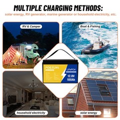 12V 100Ah LiFePO4 Lithium Battery 8000+ Deep Cycle BMS for Solar RV Off-grid NEW