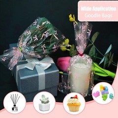Clear 5x7in 100PCS Cello Cellophane Treat Bags – Pink Candy Cookie Bags with …