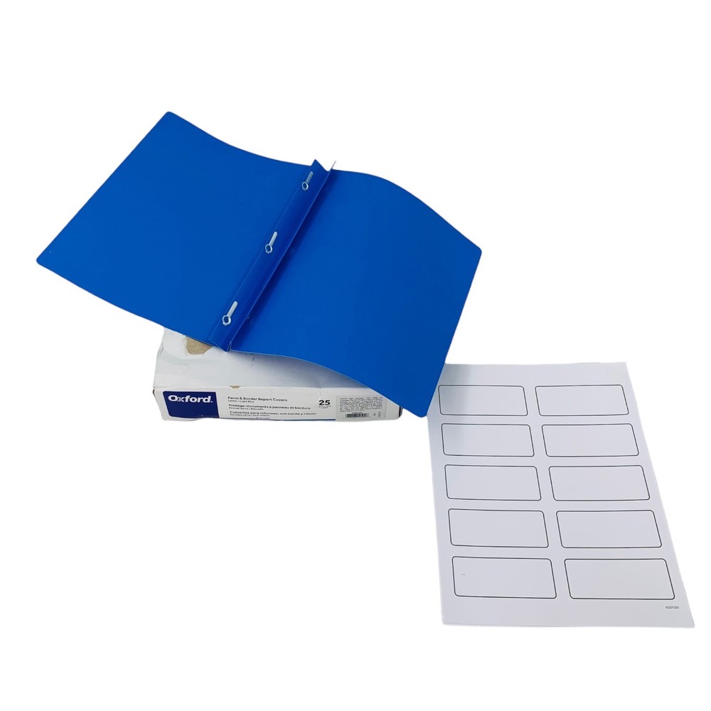 25 Count Oxford Letter Size Light Blue Panel & Border Front Report Cover