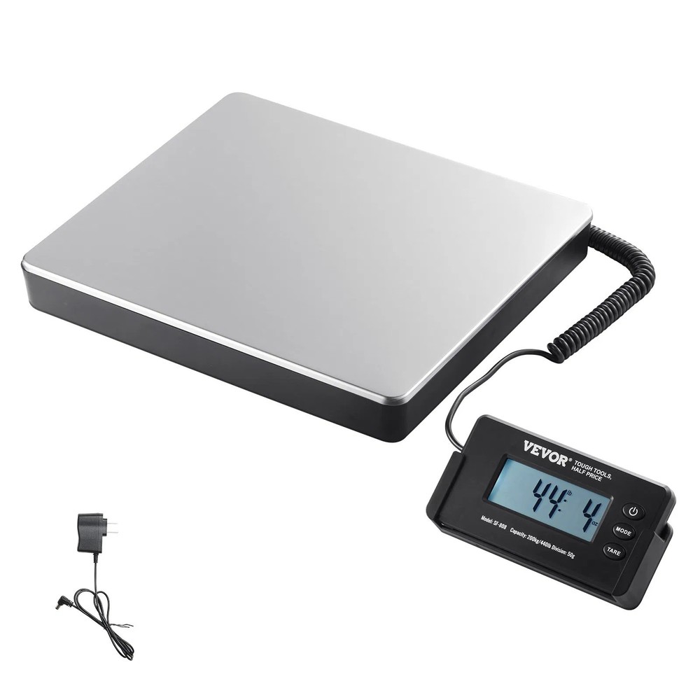 Digital Shipping Scale, 440 lbs x 1.7 oz. Heavy Duty Postal Scale with Timer, Ta