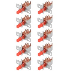 Push Button Switch, DPDT 6 Pin 1 Position Self-Locking Red 10pcs
