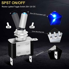 5Pcs 12V 20A Blue LED Toggle Rocker Switch Control ON/OFF Marine Car Boat ATV