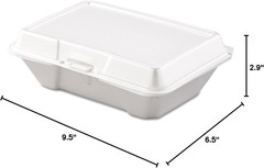 205HT1 Carryout Food Container, Foam, 1-Comp, 9 3/10 X 6 2/5 X 2 9/10 (Case of 2
