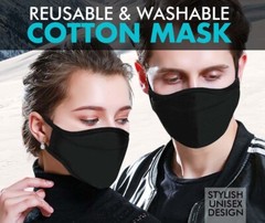 Face Nose Mask Unisex Washable Reusable Soft Double Layer Cotton & 12 Filters