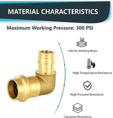 1/2″ Copper Press x 1/2″ PEX Expansion Elbow, Brass Fitting