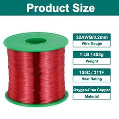 32 AWG Magnet Wire, 1 lb Magnetic Coil Wire, 155C(311F)