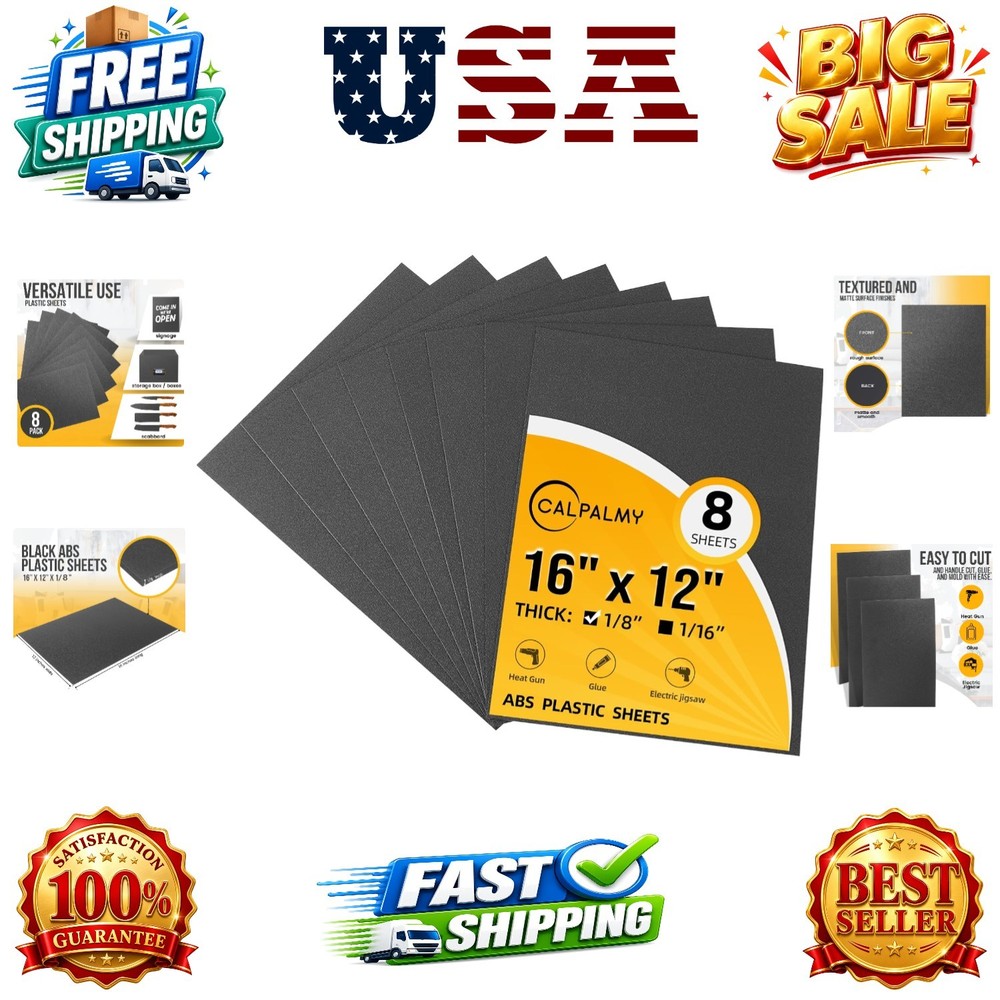 8-Pack ABS Plastic Sheets Black – Plastic Sheet – Textured Front and Matte Ba…