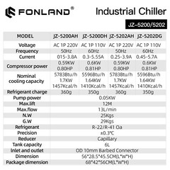 JZ JZ5200 JZ5202 CO2 Industrial Water Chiller for CO2 Laser Cutting Machine