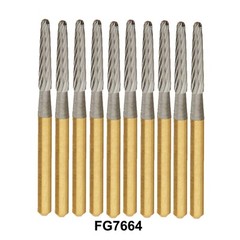 Dental Tungsten Carbide Steel Bur Trimming Finishing Extra Long Taper FG 7664
