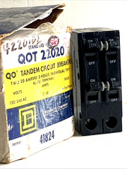 Square D QOT22020 20A 240V (2) 2P Piggyback Quad Tandem Quadplex CTL Hook -New!