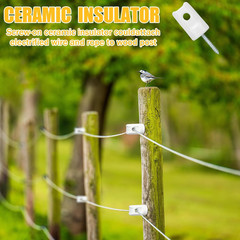 Blulu 50 Pack Ceramic Electric Fence Insulator Heavy Duty Ceramic Porcelain Lag