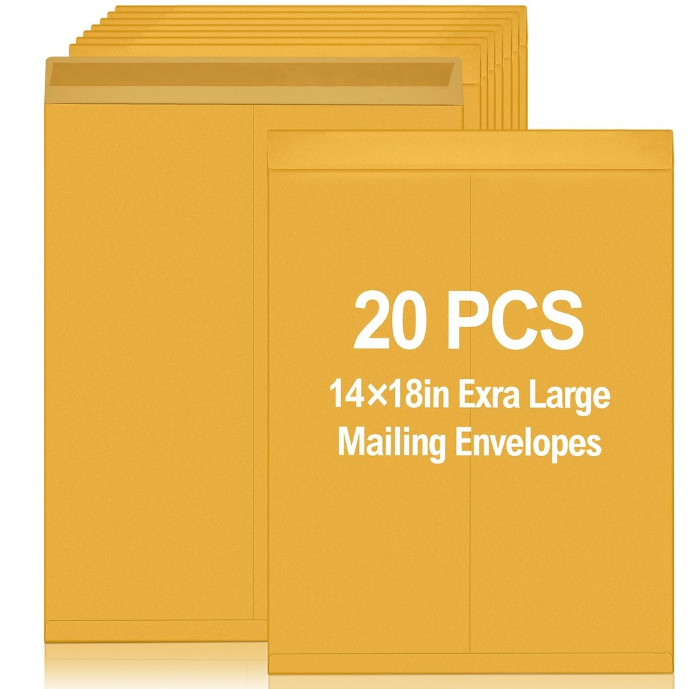 Mailing Envelopes 14×18 Extra Large 32lb Kraft Catalog Jumbo Yellow 20 PCS