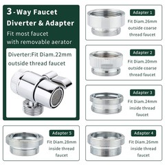 Sink Hose Shower Sprayer Attachment – Faucet Extension w/ c-silver-big panel