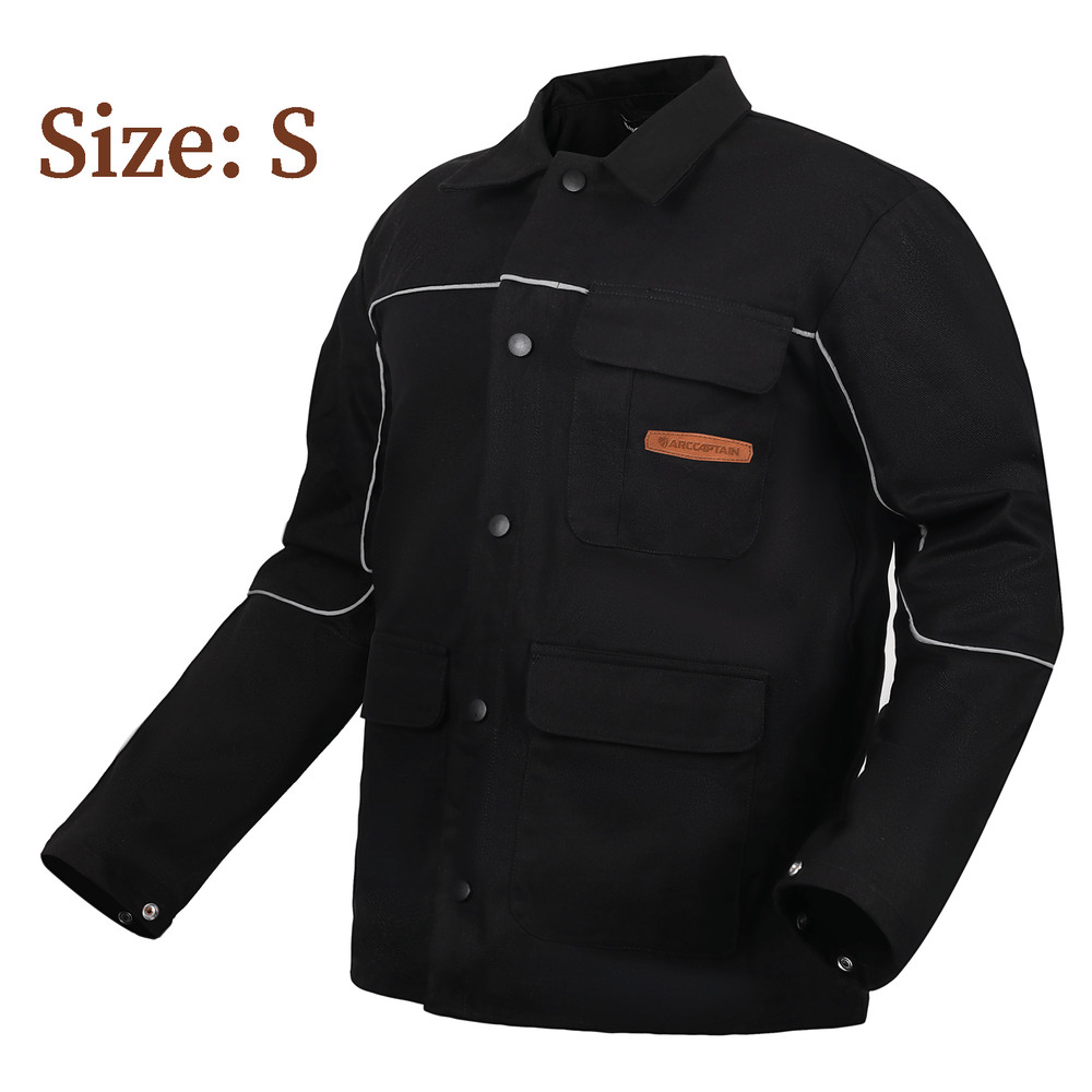 ARCCAPTAIN Welding Jacket 11oz FR Cotton Welding Lightweight S-3XL Sizes Black