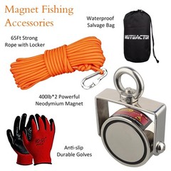 Heavy Duty Double Sided 800lb Swivel Magnet Fishing Kit Neodymium
