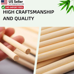 1/4 x 12 Inch Wooden Dowel Rods 25 PCS Unfinished Bamboo Sticks For Crafts USA