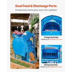 Uimoso Electric Hay Cutter 2.2KW 220V Dual Feed Port for Corn & Straw, 1719lbs/h