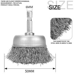 2″ Stainless Steel Crimped Wire Cup Brush 1/4″ Hex Shank for Impact Driver Drill