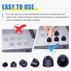 160Pcs Black Bolt Covers Screw Caps Kit M4 M5 M6 M8 M10 M12