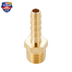 Brass Hose Barb Fittings,1/4″ Barb X 1/4″ NPT Male Air Hose Pipe Fittings,Compre