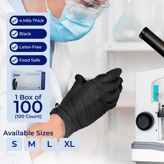 1st Choice Black Nitrile Gloves Disposable Latex Free – Exam Grade Black Glov…