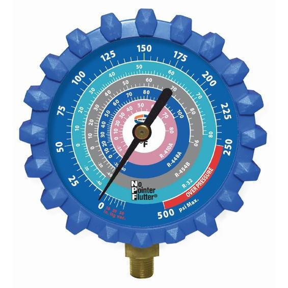 Uniweld Manifold Gauge G440ND A2L Blue Low 3-1/8in R-32/R-454B/R-448A/R-410A Psi