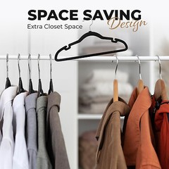 Velvet Non-Slip Clothing Hangers 50 Pack Black Gray Ivory