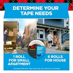Scotch 1.88 in. x 54.6 yds. Heavy Duty Shipping Packaging Tape(6 Rolls per Pack)
