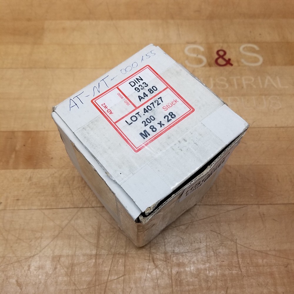 DIN933 M8x28 Hex head Cap Screw, DIN933 A4 80 – NEW