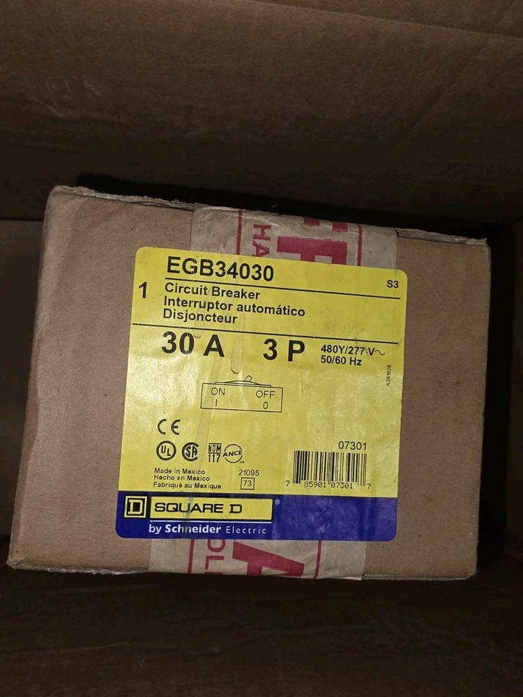 Square D EGB34030 Circuit Breaker 30A 3-Pole 480V AC Thermal, 1 Pack
