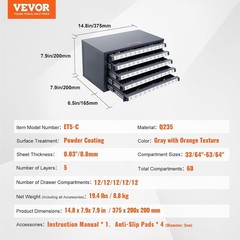 VEVOR Drill Bit Dispenser Cabinet, Five-Drawer (33/64″ to 63/64″)-old, Black