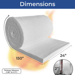 Ceramic Fiber Blanket 2400F 8# High Temp Thermal Insulation 2″x24″x12.5′