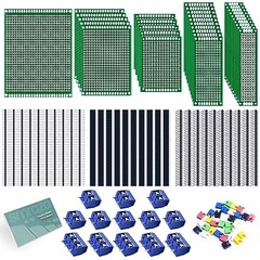 Prototype PCB Board Kit 104pcs Double Sided Assorted Sizes 2.54mm Pin Headers